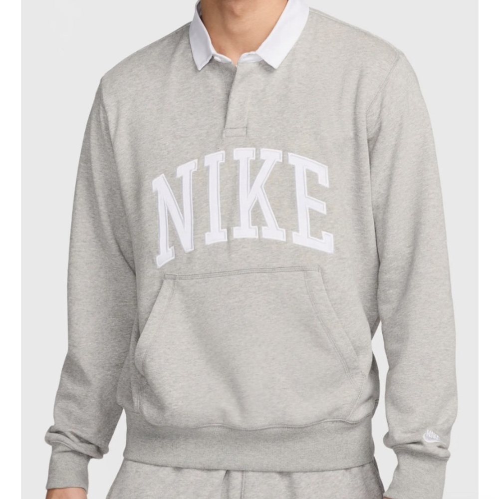 NIKE Club Rugby Logo Graphic Sweatshirt gray Men’s sz NEW! - Picture 8 of 9